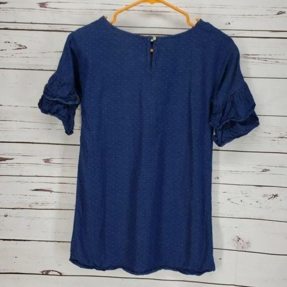Copper Key Girl’s Denim Ruffled‎ Sleeve Dress Size Large 6 6X